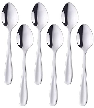 BISDARUN Silver teskedar espressoskedar 18/10 rostfritt stål set med 6 små kaffeskedar efterrättsskedar 13,5 cm/5,3 tum