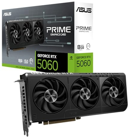 ASUS Prime GeForce RTX 5060 8 GB GDDR7 Tarjeta gráfica Compatible con SFF (PCIe 5.0, 8 GB GDDR7, HDMI/DP 2.1, 2,5 Ranuras, Ventiladores Axial-Tech, BIOS Dual)