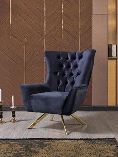 Luxus Einsitzer Sessel Samt Couch Polster Möbel Designer Blau Sofa Chesterfield