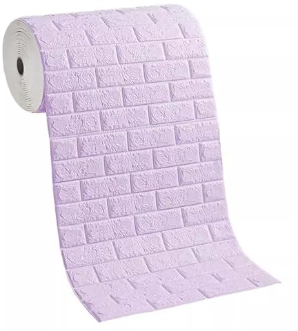 HAILM Schaum 3D Wandpaneele Selbstklebend mit Rückseite, Abnehmbare Ziegel Effekt Strukturierte Tapete Wasserdicht, Dicke 5mm, für Küche, Bad, Wohnzimmer, Lila