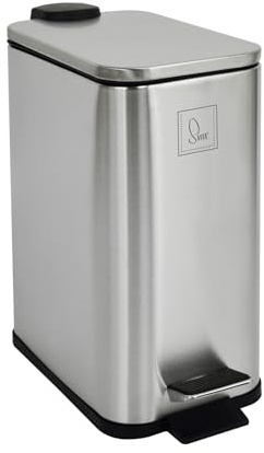 SVITA ST5 Mülleimer Treteimer Tretmülleimer Abfalleimer 5l Bad Küche inklusive Inneneimer Tretmechanismus Softclose-Deckel Tragegriff rechteckig Silber