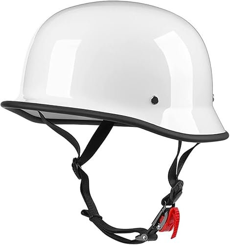 Casco Motocicleta Vintage para Hombres y Mujeres, Casco Media Concha clásico Calle eléctrica con Gorra de Calavera de Estilo alemán, Casco Retro de Cara Abierta Aprobado por Dot/ECE A,55-60CM