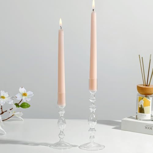 Glasseam Portacandele in Vetro: Portacandele A Cero Set di 2 Candelieri Decorativi Portacandele Moderni per Il Soggiorno Portacandele per La Decorazione della Casa Decorazione di Tavoli di Nozze