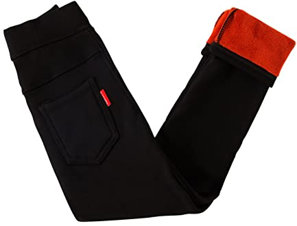 XINYUNZU Mädchen Thermohose Winterhose mit Taschen Thermo Leggings Thermopants Warme Kuschel Hose Kinder Kleidung Girls Pants Mode Hosen 2-9 Jahre Alt Schwarz 5-6 Jahre