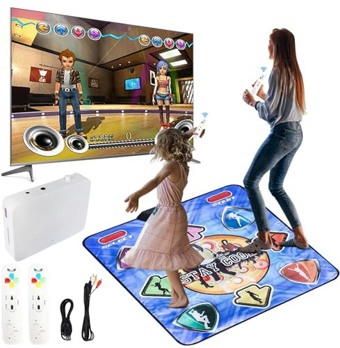 Oamger Tanzmatte, doppelt, für Kinder und Erwachsene, kabellos, rutschfest, für TV, Tanzspielmatte für Kinder, Jungen und Mädchen, mit AV-Kabel (Solo)