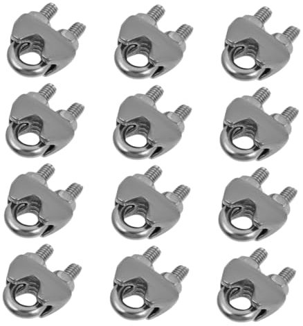 TOPBATHY Abrazaderas de Cables Inoxidable 304 12 Piezas Clip Resistente para Fijación de Cuerdas para y Decoración