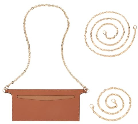 Hobbspring Organiseur en cuir synthétique - 1 kit de conversion avec 2 chaînes dorées - Marron selle - Sac à bandoulière - Insert convertible pour sac à main et portefeuille