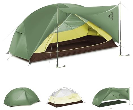 Naturehike Mongar Base Tenda da campeggio per 2 persone, ultra leggera, impermeabile, per l'esterno, il trekking, la randonnée, per 2 persone, verde foresta