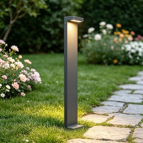 Mai & Mai 60cm LED Bollard Light, Waterproof Outdoor Garden Light | Rayva02 Pathway Light,Modern Aluminium Post Lamp for Driveways, Patios & Walkways,IP65,6W 3000K Warm White