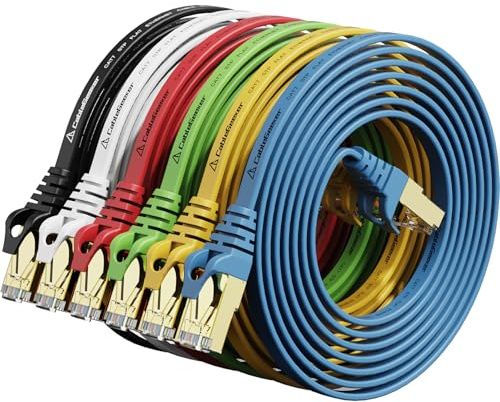 CableGeeker Cat7 Shielded Flat Ethernet Patch Cables 5ft 6Pack, Multicolor