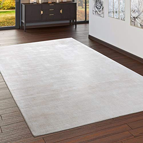 Paco Home Teppich Handgefertigt Hochwertig 100% Viskose Vintage Aufällig Meliert In Creme, Grösse:200x300 cm