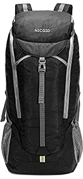 Nicgid 60L Lightweight Hiking Backpack Foldable Multi-Functional Travel Bag Water Resistant Casual Camping Rucksack for Men Women Outdoor Sport Mountain