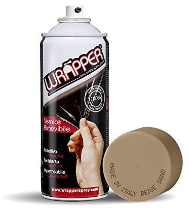 4R Quattroerre.it 16445 Wrapper Spray Beige Sand Opaco | Vernice Removibile per Carrozzeria | Pellicola Spray Protettiva UV e Anti-Graffio | Wrapping Liquido Made in Italy