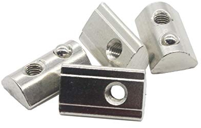 20x M4 Nutenstein 12,0 x 6,7 mm Nut 8, mit Federkugel, Stahl