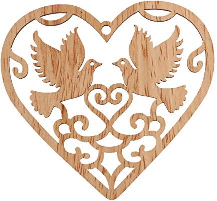 Healifty 10pcs Heart Wood Slices Love Birds Shaped Wooden Chip Hanging Wood Slices Wedding Decorations Ornaments with Strings
