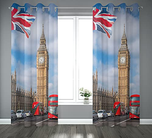 Cortina cortina cortina City confeccionada 140 x 290 cm (Londra Big Ben Bus)