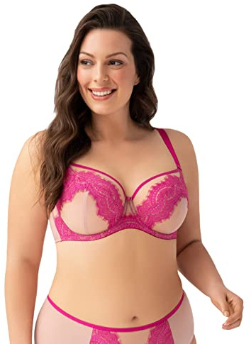 Selente My Secret K579 Reggiseno Donna in Pizzo Curvy/Taglie Forti Coppe D-K con Salva bucato Incluso, Fucsia/Beige, IT 6E (EU 95E)