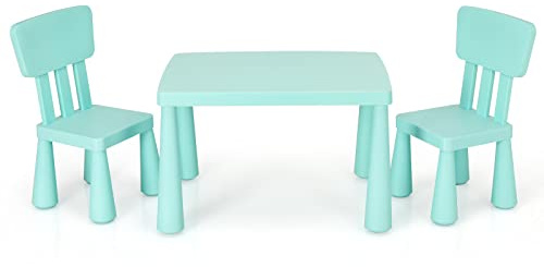 Maxmass Kids Activity Play Table & Chair Set, Children Multifunction Study Table with 2 Chairs, Kids Furniture Set for Drawing, Arts & Crafts and Snack Time (Green)