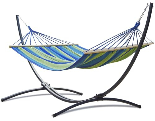 Potenza Estera colgante con estructura Indela – 120 kg para 1 persona I Hamaca 200 x 120, 120 kg (verde, estructura básica)