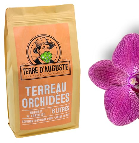 Terre d'Auguste - Terreau Orchidée 6L, Substrat Premium pour Rempotage Orchidée, Idéal pour Plantes d'Intérieur