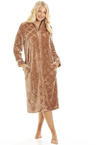 Camille Manteau d'intérieur classique avec fermeture éclair sur toute la longueur et poches intérieures pour femme, marron, 14-16