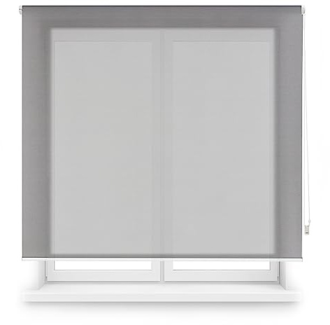 ECOMMERC3 | Estor Enrollable Screen a Medida, Tamaño 145x250 - Estor Enrollable Fácil Instalación a Pared o Techo Tamaño Tela 142x245 - Estor Enrollable Screen Gris Oscuro
