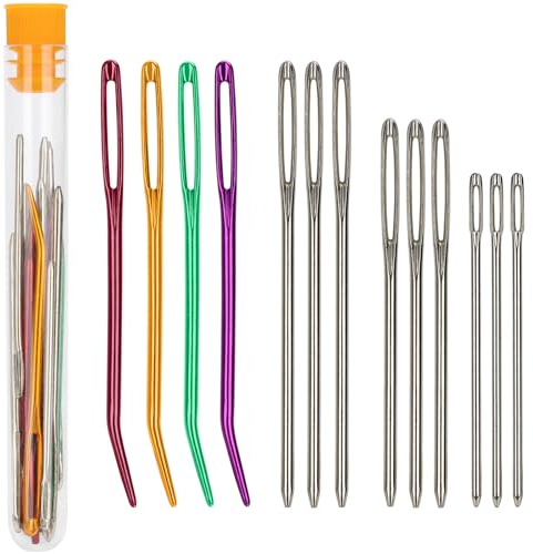 Elektheim 16 Stk. Stopfnadeln mit Großem Öhr, Nähnadeln, Sticknadeln, Aluminium, Groß Auge Nadel, für Webarbeit Stricken Sticken Nähen Handwerk