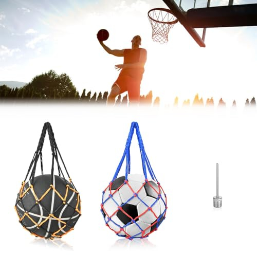 KARELLS Ballnetz Sports Ball, Basketballnetz Tasche, 2 Stück Ballnetz Net Tasche Tragbare, Tragbare Ballnetz Nylon-Netztasche, Ballnetz für Fußball, Sports Ball Ballnetz