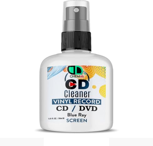 Vinyl LP Record Cleaner Solution, CD, DVD, TV, Laptop, Computer, Mobile, Screen, Antistatic Fluid Spray Bottle, Removes Dirt, Dust & Fingerprints (30ml Spray)