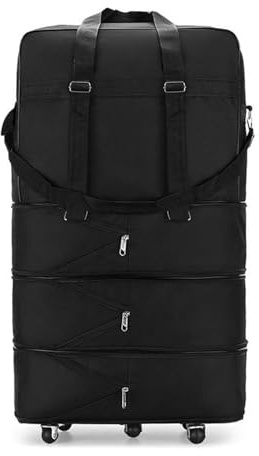 ZJchao Valigia Pieghevole Espandibile Borsa da Viaggio Pieghevole con Rotelle DESIGN DUREVOLE A 3 STRATI Uomo Donna (M)