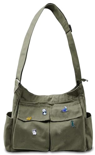 Aucuu Grand Sac à Bandoulière Rétro Multi-poches de Voyage pour Travail, École, Shopping Quotidien