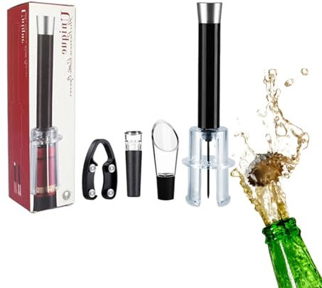 Kit d'ouverture pour bouteilles de vin rouge - Ouvre-bouteille - Kit ouvre-bouteille avec bouchon sous vide et décapsuleur - Kit ouvre-bouteille manuel durable et pratique pour la maison