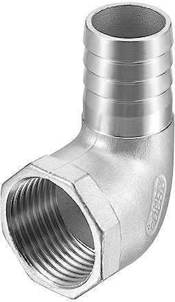 QUARKZMAN Conector de Manguera de Codo de Acero Inoxidable 304, 25mm Barbado x 1 Hembra NPT Adaptador de Conector de Tubería para Agua Combustible Aire