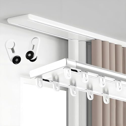 Asta per tenda silenziosa a 2 corsie per montaggio a soffitto, in alluminio, divisorio per balcone e finestra, 5 m, bianco, ideale per decorazioni lisce e moderne