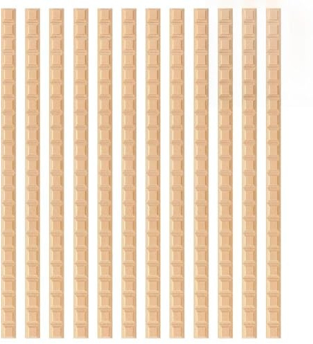 Lot de 12 moulures 3D en bois massif naturel ondulé - 400 x 18 x 6 mm - Bordure décorative à peindre pour armoire et cadre, bricolage de meubles et de panneaux muraux