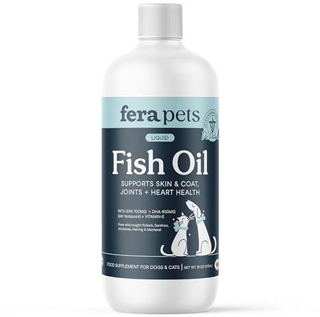 Fera Pets Fish Oil - Omega 3 for Dogs & Cats to Support Joints, Heart, Skin and Coat Health - Non GMO with Vitamin E - 16 oz