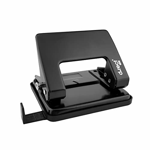 D.RECT 1020 - Locher 20 Blatt - Locher Anschlagschiene mit Formatvorgaben - Locher für Schule, Bürolocher, Schwarz/Blau