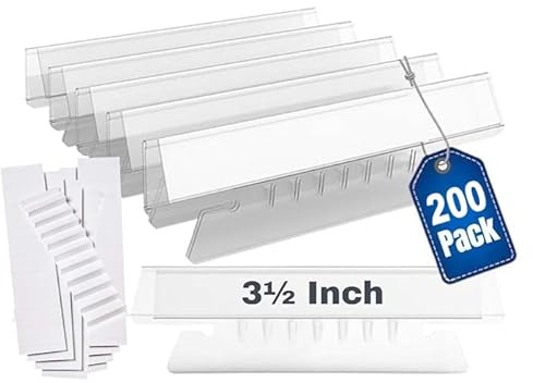 1InTheOffice File Folder Tabs Insertable Plastic, 3 1/2 Clear 1/3 Cut, 200 Pack