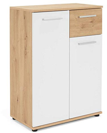 Avanti Trendstore - Jack Sideboard/Kommode in Eiche Artisan/Weiß mit Türen und Schubladen. Verfügbar in verschiedenen Maßen. (BHT: 60x85x35 cm)