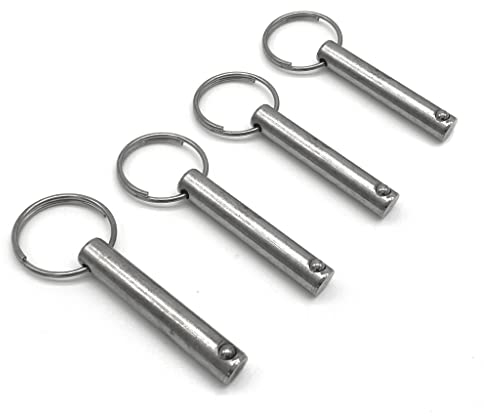 Sicherungsbolzen 8 x 46 mm (4 Stück) mit Kugelsicherung und Ring, Splint Steckbolzen Kugelsperrbolzen Ringbolzen aus Edelstahl, Splintbolzen Stecksplint