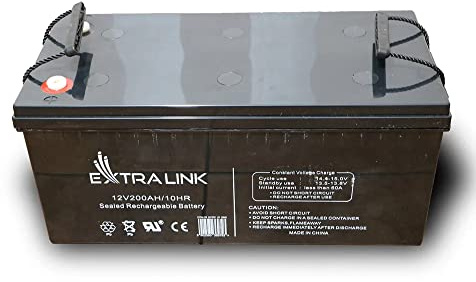 Extralink AGM, ett batteri för att lagra energi, 12 V, 200 Ah, VRLA, inget behov av solceller, solbatteri, solpanel, husvagn