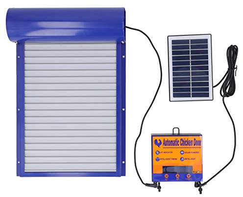 Automatic Chicken Coop Door Solar, Aluminium Alloy Iron Programmable Chicken Run Coop Door Opener Kit with Solar Panel, Timer, LED Display, Poultry Gate for Chicken, Duck, Goose