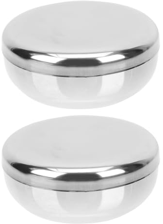 Luxshiny Korean Stainless Steel Rice Bowl with Lid - 10X10Cm Metal Bowl for Rice Cereal Soups & Salads Ideal for Home Restaurants & Parties