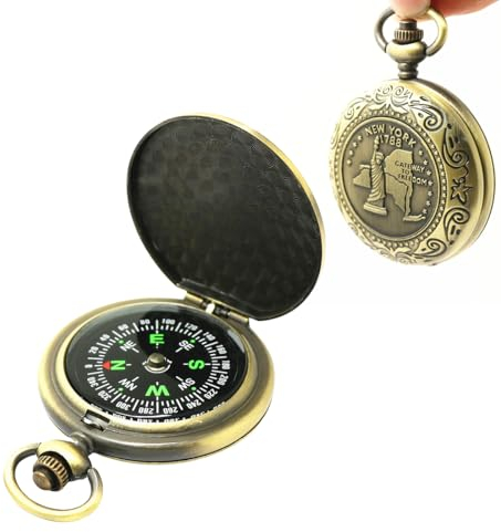 Boussole rétro en alliage de zinc - Boussole de marche classique et portable avec affichage fluorescent pour la randonnée, le camping, l'équitation - Equipement et outil de survie - Idée cadeau