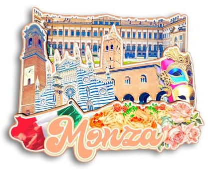 Quwsne Magnete da frigorifero Monza Italia magnete da frigorifero souvenir da viaggio in città regali turistici 3D classici punti di riferimento artigianali fatti a mano decorazione domestica - 1131