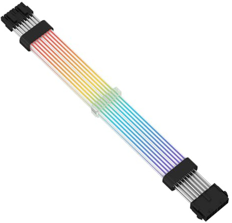 CiT Pro 2 x 8-Pin ARGB GPU Extension Cable, 16.8 Million Colours, Black/White, Compatible with ASUS AURA, MSI Mystic Light, Gigabyte Fusion 2.0 & ASRock