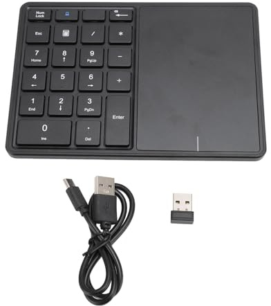 Culnflun Tastierino Numerico Wireless, BT 4.2 2.4G Mini Tastiera Con Touchpad, 22 Tasti Con Touchpad Coadiuvante Contabilità E Inserimento Dati per Laptop PC Desktop (Nero)