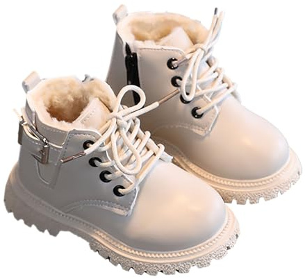 Stivali da Ragazza alla Moda Stivali Pioggia Bimba Stivaletti da Neve Bambina Stivaletti con Pelo Bambina Stivaletti Neve Bambina Scarpe Inverno Bambino Scarponcini (White, 29.5 Little Child)