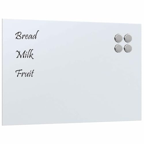 vidaXL Magnettafel Wandmontage Weiß 60x40 cm Hartglas, Glastafel, Wand Magnettafel, magnetische Kreidetafel, magnetische Tafel, Schreibtafel