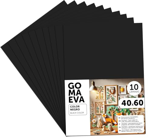 m-office Fogli di Gomma Eva Colorata, Gomma Crepla per Scrapbooking, Scuola, Cartoncini Creativi, Lavoretti, Torte Scenografiche, Scuola o Progetti Artistici 40x60cm (Nero, 10 uds)